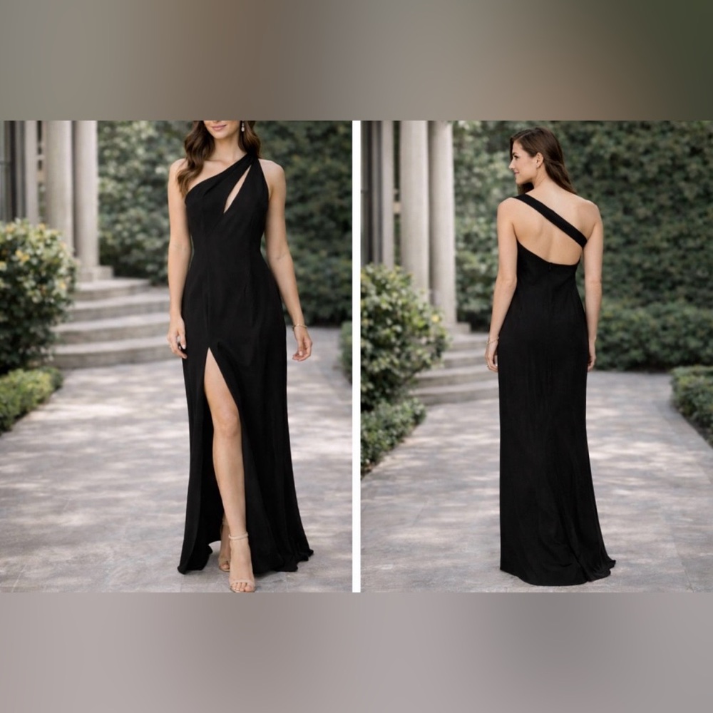 AQAQ Maxi Dress 10 US Black Sleeveless High Slit Washable Cocktail Formal NEW